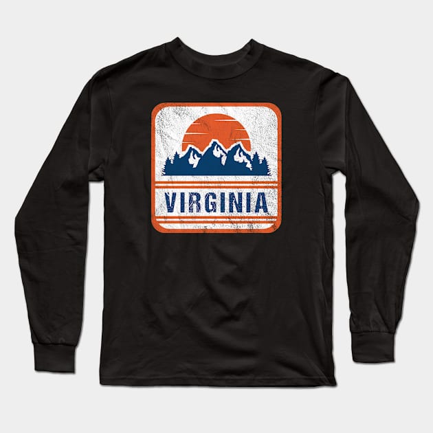 Retro Vintage Virginia USA Mountain Gift for Men Long Sleeve T-Shirt by JKFDesigns